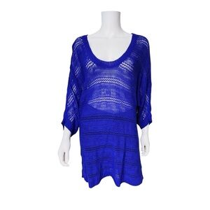 Torrid Women’s 2XL Blue Open Knit Sweater Lightweight Half Sleeves Tunic Top